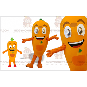 Smiling Giant Orange and Green Carrot BIGGYMONKEY™ Mascot