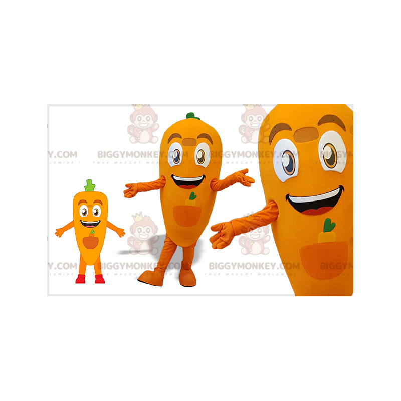 Costume de mascotte BIGGYMONKEY™ de carotte orange et verte Costume de mascotte BIGGYMONKEY™ de carotte orange et verte
