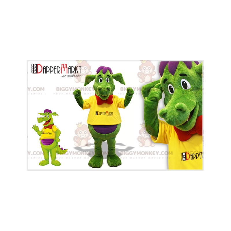 BIGGYMONKEY™ Costume da mascotte Drago verde e viola con
