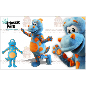 BIGGYMONKEY™ Costume da mascotte Dinosauro blu con pois