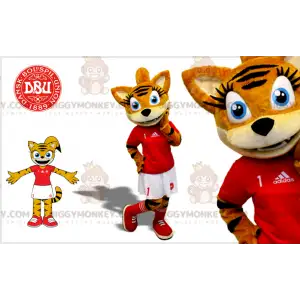 BIGGYMONKEY™ Mascot Costume Leopard Cat Tigress In Tenniswoman