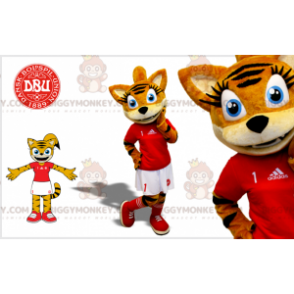  BIGGYMONKEY™ Costume da mascotte Gatto leopardo Tigre In costume da tennista - Mascotte di gatti - BiggyMonkey.com
