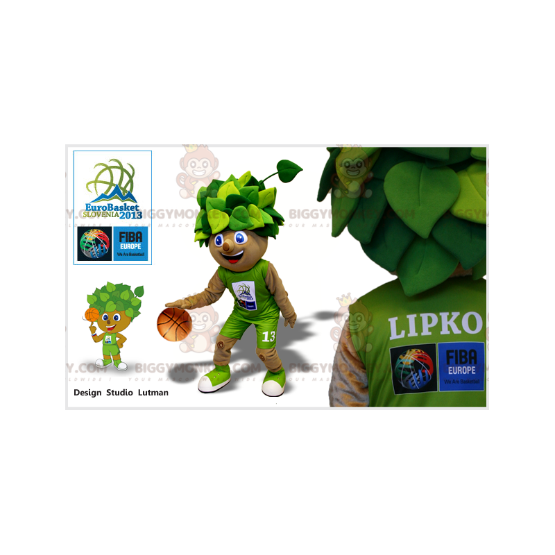 Costume de mascotte BIGGYMONKEY™ d'arbre de buisson en tenue de Costume de mascotte BIGGYMONKEY™ d'arbre de buisson en tenue de