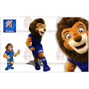 BIGGYMONKEY™ Mascot Costume Brown Lion In Footballer Outfit -