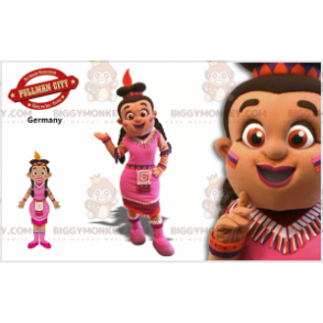 Fantasia de mascote indiana BIGGYMONKEY™ com vestido rosa –