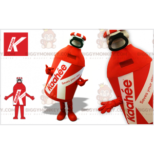 Disfraz de mascota botella gigante roja y blanca BIGGYMONKEY™ -
