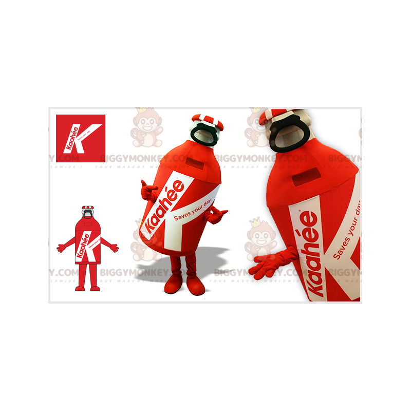 Costume de mascotte BIGGYMONKEY™ de bouteille rouge et blanche