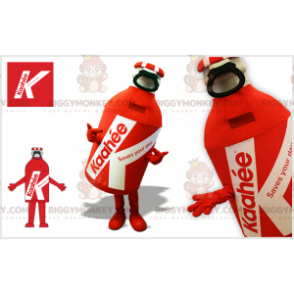 Costume de mascotte BIGGYMONKEY™ de bouteille rouge et blanche