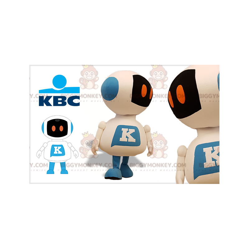 Jättevit och blå robot BIGGYMONKEY™ maskotdräkt. BIGGYMONKEY™ Jättevit och blå robot BIGGYMONKEY™ maskotdräkt. BIGGYMONKEY™