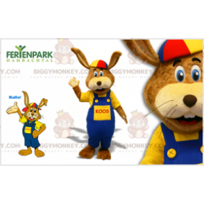 Kostým maskota hnědého králíka BIGGYMONKEY™ s kombinézou a čepicí - Králík maskot - BIGGYMONKEY_07615 - BiggyMonkey.com