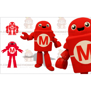 Rood en wit robot BIGGYMONKEY™ mascottekostuum. Nieuwe