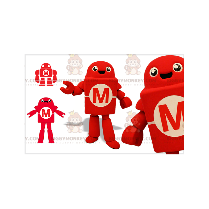 Costume de mascotte BIGGYMONKEY™ de robot rouge et blanc. Costume de mascotte BIGGYMONKEY™ de robot rouge et blanc.