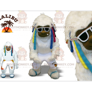 White Yeti BIGGYMONKEY™ Mascot Costume with Color Locks -