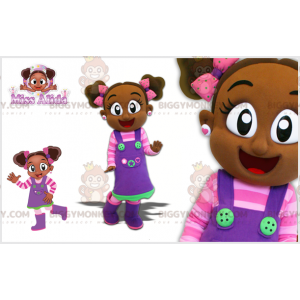 BIGGYMONKEY™ Little African Girl Mascot Costume with Colorful