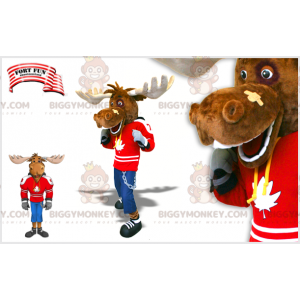 Στολή μασκότ Moose Caribou BIGGYMONKEY™ με επίδεσμο στη μύτη - Μασκότ ελαφιών και ελαφιών - BIGGYMONKEY_07627 - BiggyMonkey.com