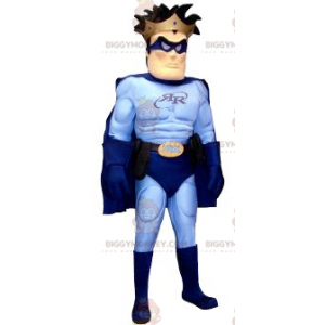 Blue Outfit Superhero BIGGYMONKEY™ Mascot Costume -