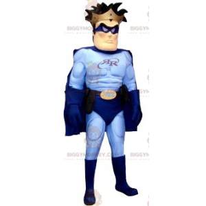 Costume de mascotte BIGGYMONKEY™ de super-héros en tenue bleue