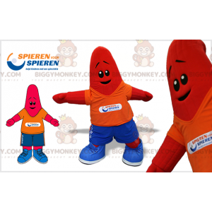 Red Starfish BIGGYMONKEY™ maskottiasu. Hymyilevä tähti