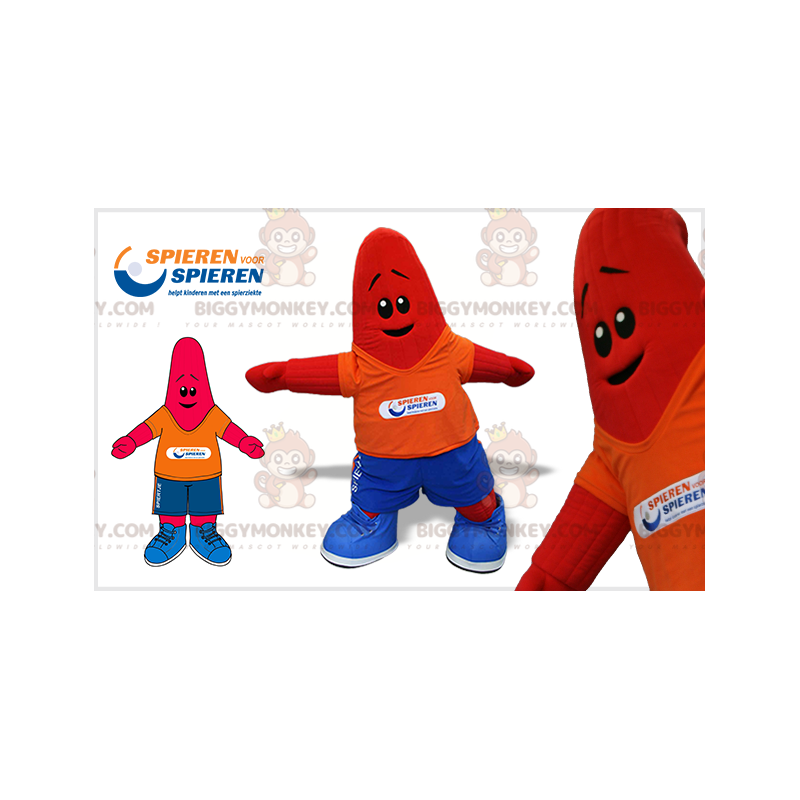 Red Starfish BIGGYMONKEY™ Mascot Costume. Smiling Star