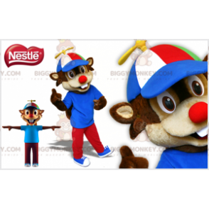 Bruin en beige eekhoorn BIGGYMONKEY™ mascottekostuum met pet -