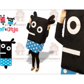 BIGGYMONKEY™ Maskottchen-Kostüm Schwarzer und blauer Schneemann-Domino mit Polka Dots - Herren Maskottchen - BiggyMonkey.com