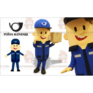 Blåklædt postbudsbud BIGGYMONKEY™ maskotkostume -