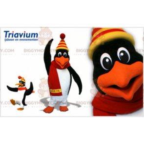 Schwarz Weiß Orange Pinguin BIGGYMONKEY™ Maskottchen Kostüm.