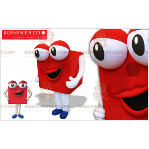 Costume de mascotte BIGGYMONKEY™ de cube rouge de bonhomme