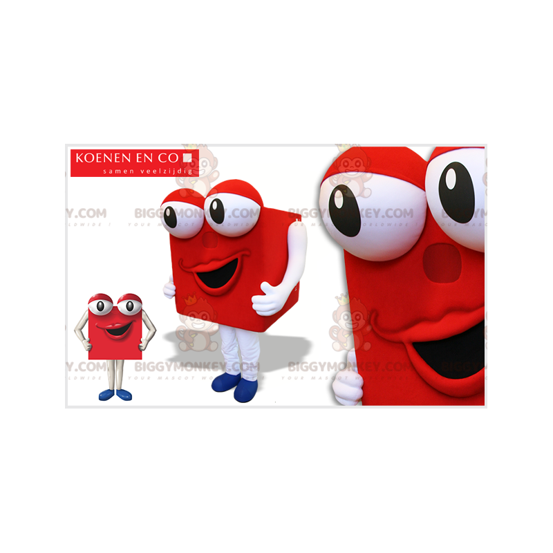 Costume da mascotte Big Eyes Square Man Red Cube BIGGYMONKEY™ - Costume da mascotte Big Eyes Square Man Red Cube BIGGYMONKEY™ -