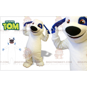 Costume de mascotte BIGGYMONKEY™ de chien blanc et bleu.