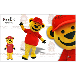 BIGGYMONKEY™ Mascot Costume Yellow Bear Bear Dressed In Red