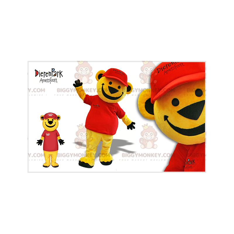Traje de mascote BIGGYMONKEY™ Urso amarelo urso vestido de Traje de mascote BIGGYMONKEY™ Urso amarelo urso vestido de