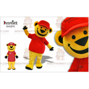 Costume de mascotte BIGGYMONKEY™ d'ourson jaune habillé en