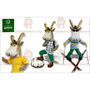 BIGGYMONKEY™ Maskottchenkostüm Graue und weiße Gämse mit