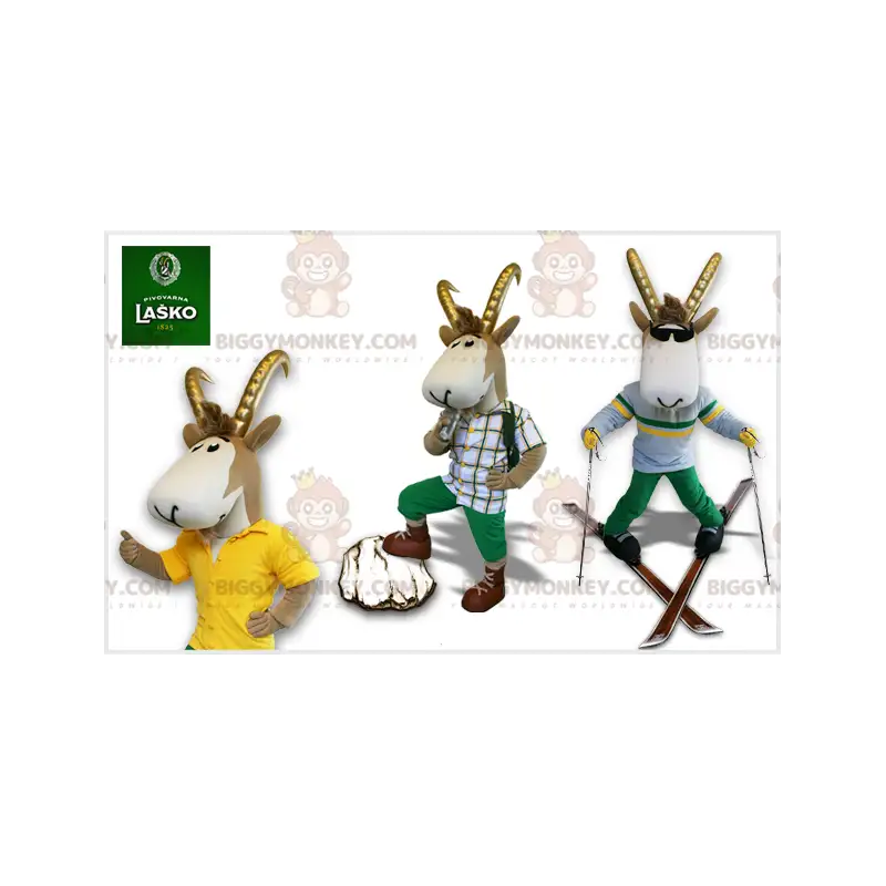 BIGGYMONKEY™ Maskottchenkostüm Graue und weiße Gämse mit BIGGYMONKEY™ Maskottchenkostüm Graue und weiße Gämse mit