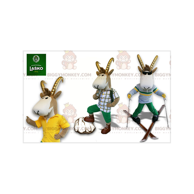 Traje de mascote BIGGYMONKEY™ camurça cinza e branca com Traje de mascote BIGGYMONKEY™ camurça cinza e branca com