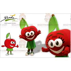 Costume de mascotte BIGGYMONKEY™ de cerise rouge et verte avec