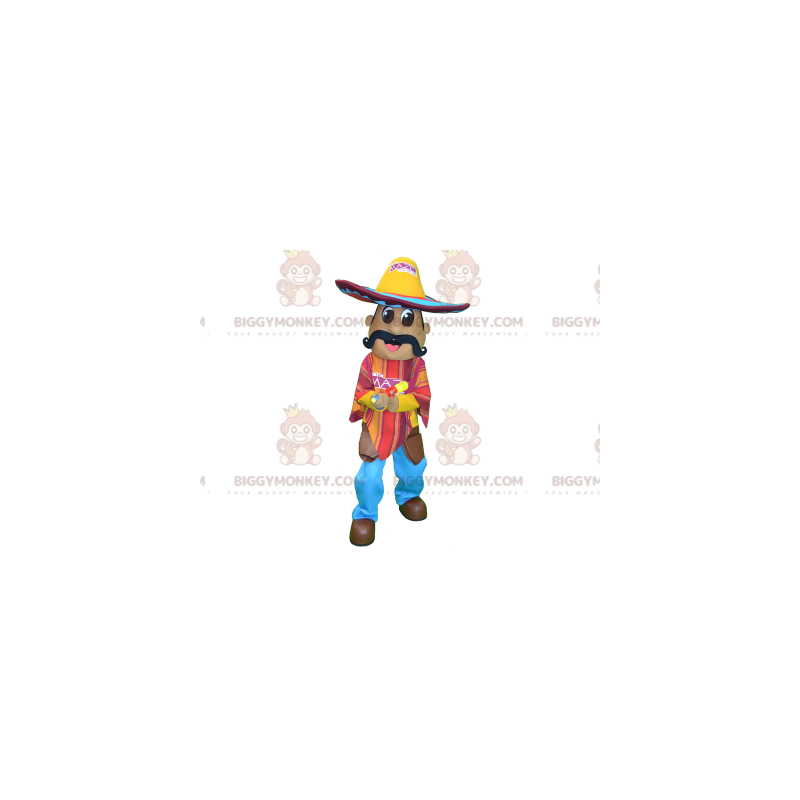Mexicaans BIGGYMONKEY™-mascottekostuum met snor en hoed en Mexicaans BIGGYMONKEY™-mascottekostuum met snor en hoed en