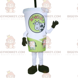 Paper Cup BIGGYMONKEY™ Mascot Costume. Milkshake BIGGYMONKEY™