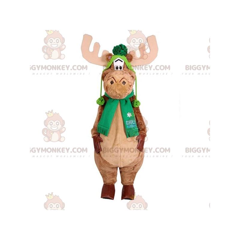Kostium maskotki Caribou Elk BIGGYMONKEY™ z szalikiem i czapką Kostium maskotki Caribou Elk BIGGYMONKEY™ z szalikiem i czapką