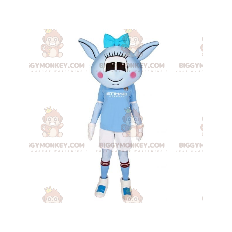 Blaues weibliches Alien BIGGYMONKEY™ Maskottchenkostüm mit