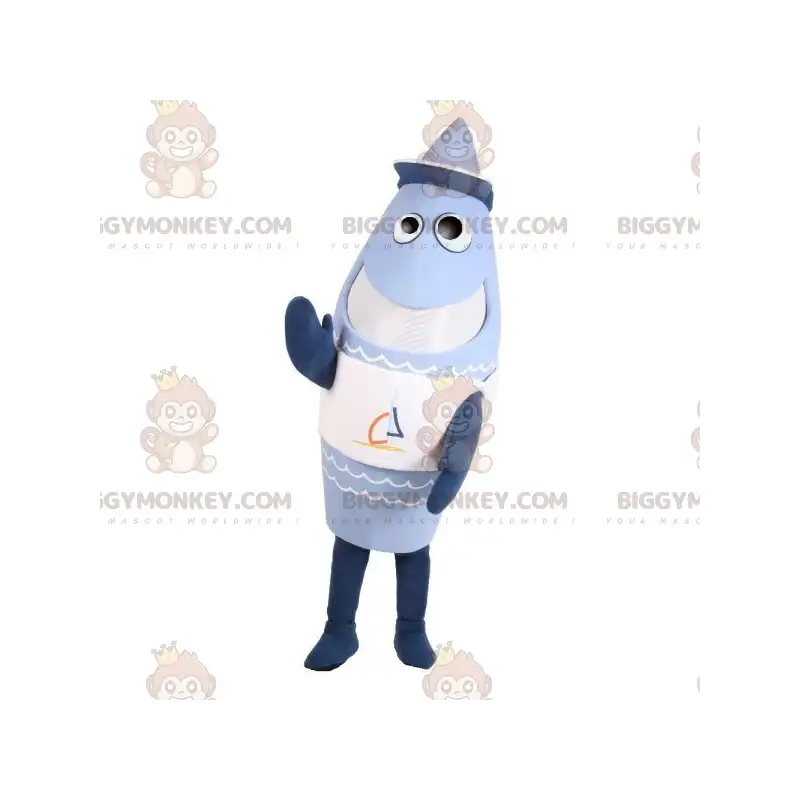 Lustiges Riesenhai-Blaufisch-BIGGYMONKEY™-Maskottchen-Kostüm - Lustiges Riesenhai-Blaufisch-BIGGYMONKEY™-Maskottchen-Kostüm -