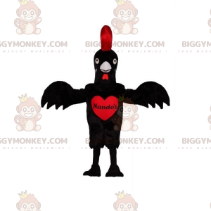 BIGGYMONKEY™ Mascot Costume Giant Black and Red Rooster with a
