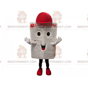 Giant Magazine Avis BIGGYMONKEY™ maskotkostume med rød kasket -