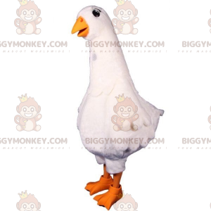 BIGGYMONKEY™ gigantisk vit och orange gåsmaskotdräkt -