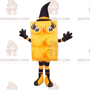 Costume da mascotte BIGGYMONKEY™ pezzo Lego arancione e nero