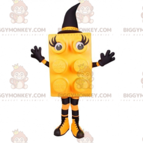 Orange og sort Lego Piece BIGGYMONKEY™ maskotkostume med hat - Masker berømte mennesker - BIGGYMONKEY_07706 - BiggyMonkey.com