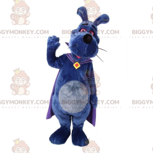 Purple dog BIGGYMONKEY™ mascot costume with cape. Bunny