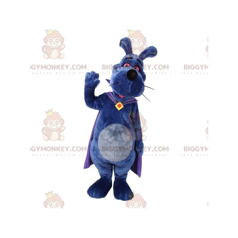 Purple dog BIGGYMONKEY™ mascot costume with cape. Bunny Purple dog BIGGYMONKEY™ mascot costume with cape. Bunny