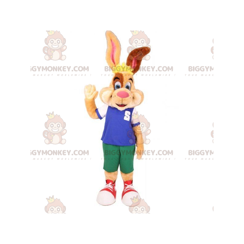 BIGGYMONKEY™ Mascot Costume Beige Brown White Bunny With BIGGYMONKEY™ Mascot Costume Beige Brown White Bunny With